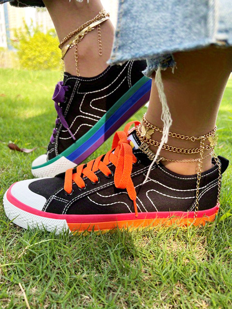 Rainbow Canvas Sneakers - ECHOINE