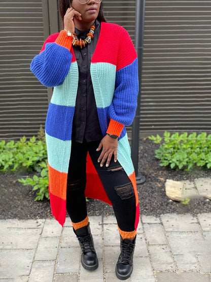 Color Block Knit Cardigan - ECHOINE