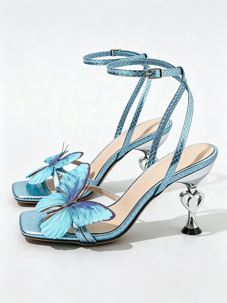 Floral Sculptural Heel Sandals