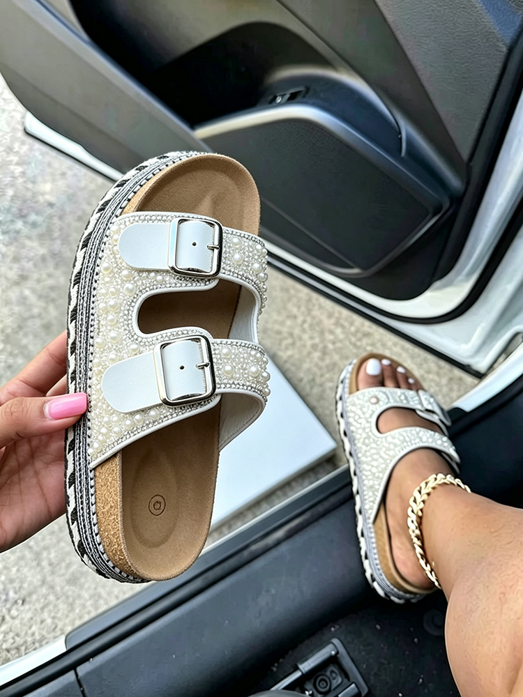 Pearl Double Strap Platform Sandals