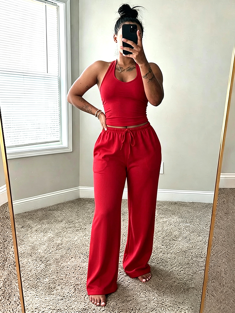 Chill Halter Top & Wide Pants Lounge Set