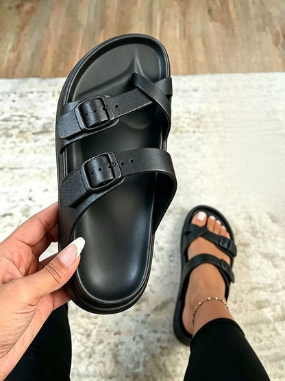 Crossover Buckle Strap Sandals