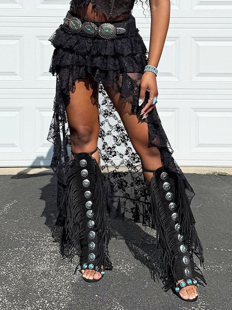 Bohemian Gemstone Fringe Sandals