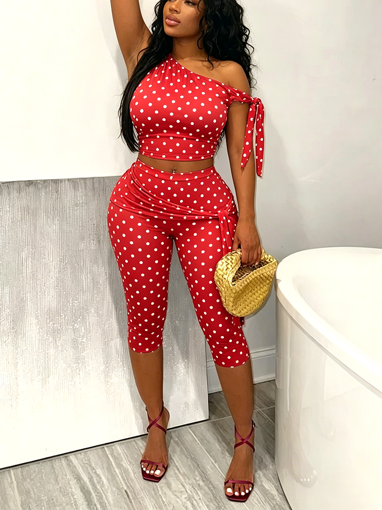 Polka Dot Tie-Up Top & Capri Set