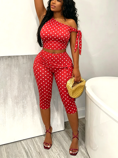 Polka Dot Tie-Up Top & Capri Set