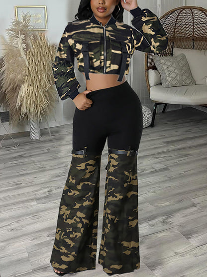 Camouflage Jacket & Pants Denim Set - ECHOINE