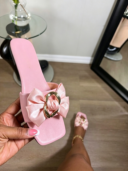 Satin Bow Flat Sandals