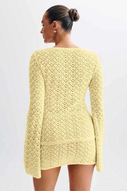 Crochet Knit Top Skirt Set