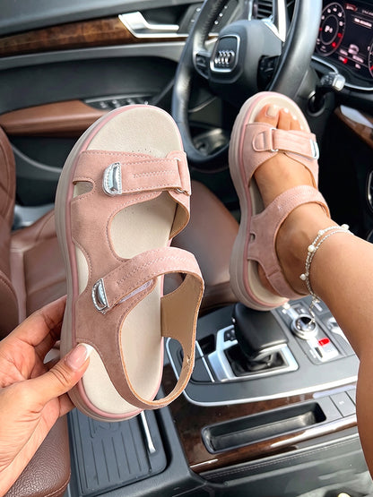 Buckle Velcro Orthotic Wedge Sandals