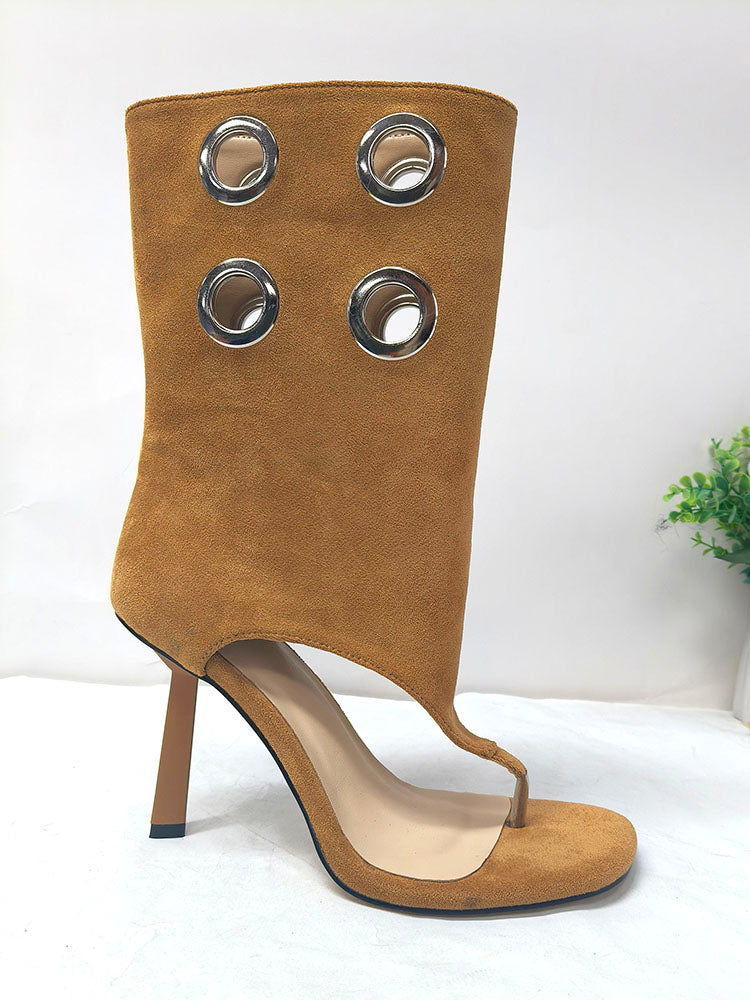 Suede Grommet Thong Sandals