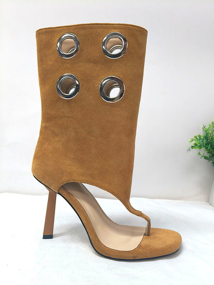 Suede Grommet Thong Sandals