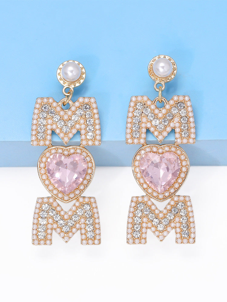 MOM Pearls Rhinestone Earrings - ECHOINE
