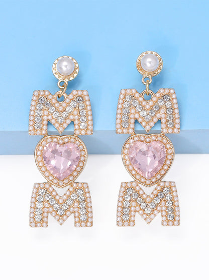 MOM Pearls Rhinestone Earrings - ECHOINE
