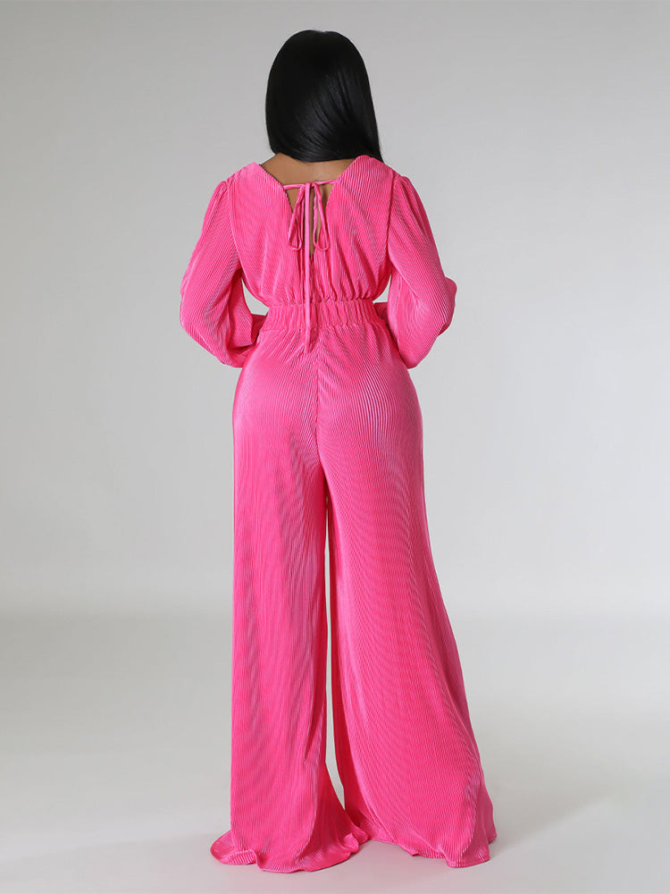 Pleated Knotted Jumpsuit - ECHOINE