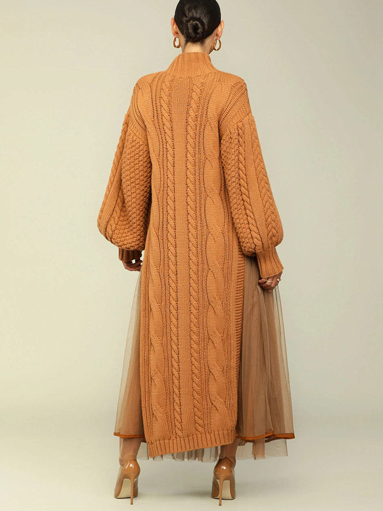 Knit Slit Sweater & Tulle Skirt Set - ECHOINE