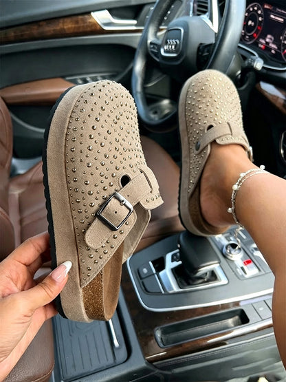 Suede Studded Platform Clogs