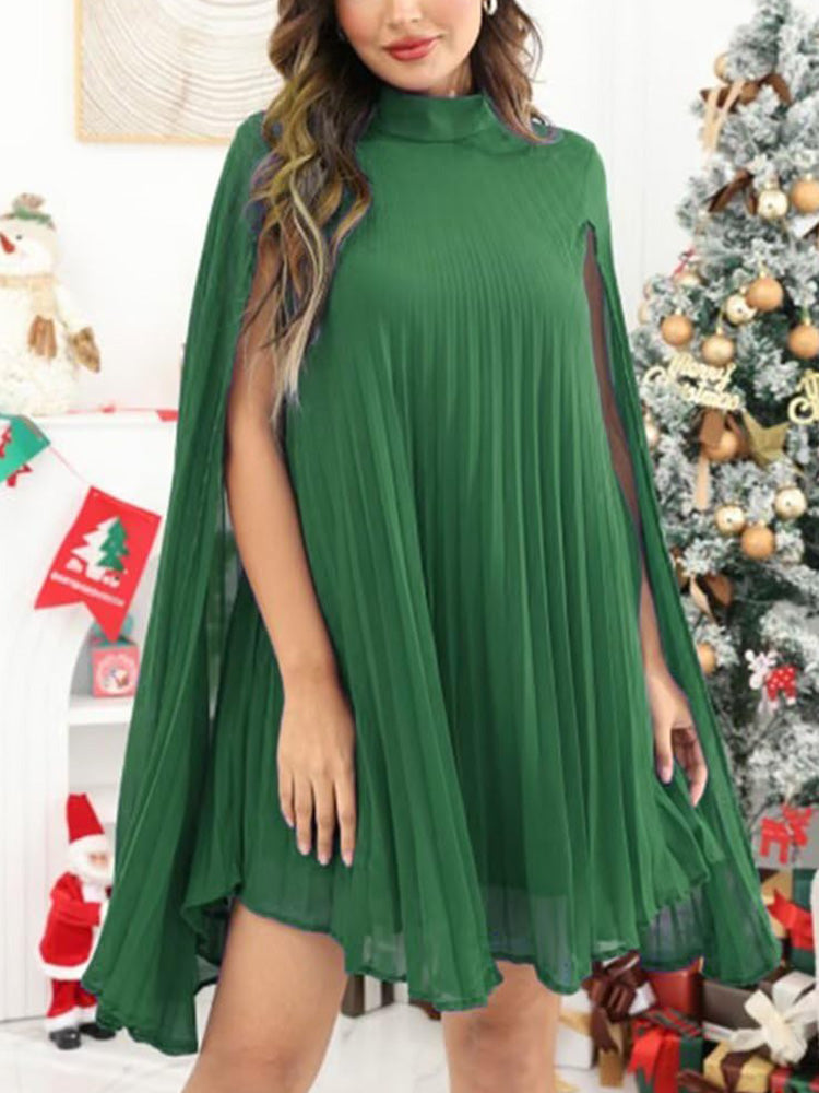 Split Cloak Sleeve Chiffon Dress