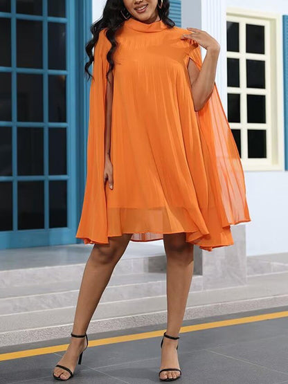 Split Cloak Sleeve Chiffon Dress