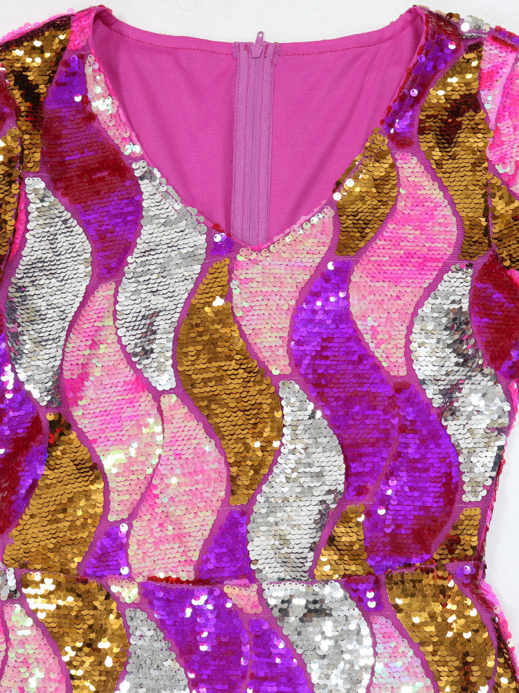 Sequin Feather Party Dress - ECHOINE
