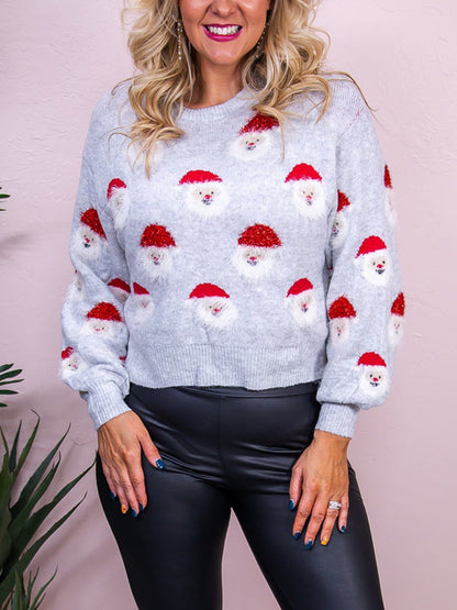 Santa Pattern Knit Sweater - ECHOINE