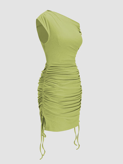 Sleeveless Ruched Side Drawstring Dress