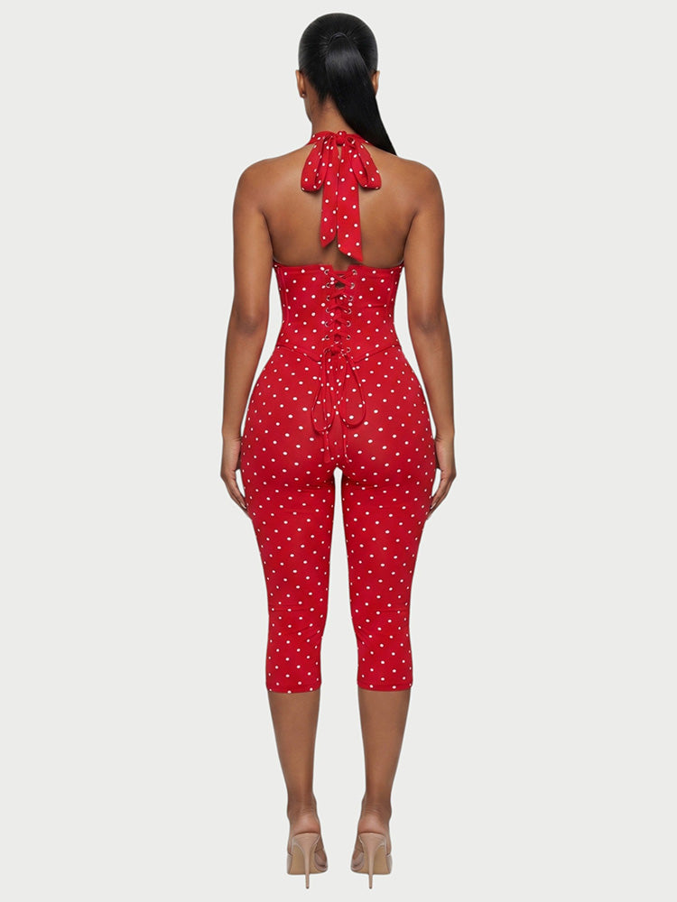 Polka Dot Jumpsuit & Corset Set