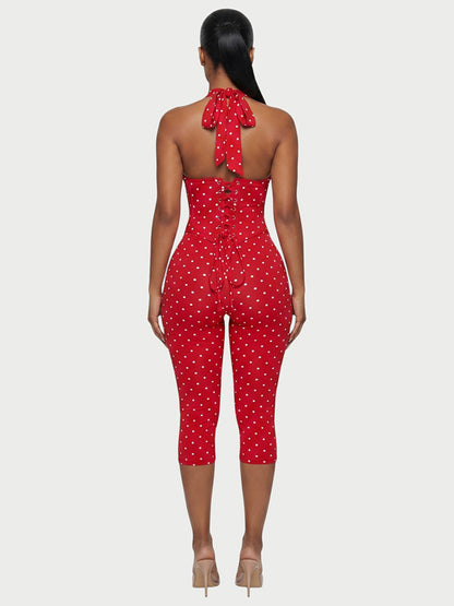 Polka Dot Jumpsuit & Corset Set