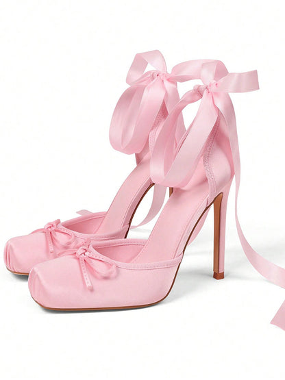 Ballet Satin Lace-Up Pumps