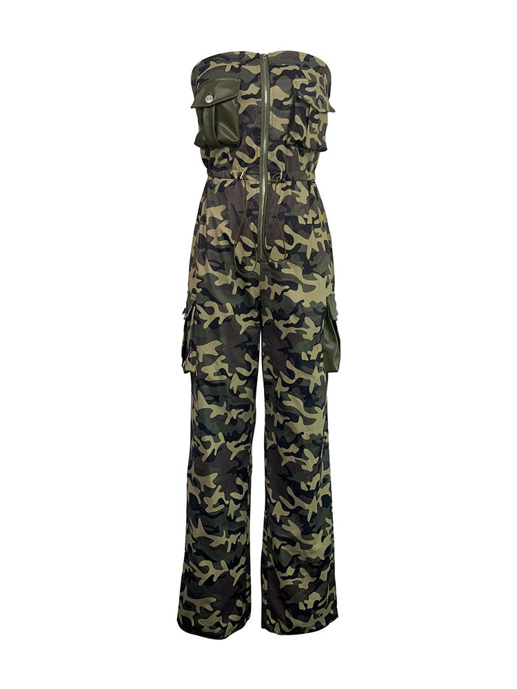 Strapless Camouflage Jumpsuit - ECHOINE