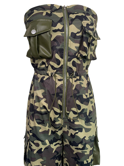 Strapless Camouflage Jumpsuit - ECHOINE