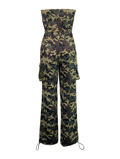 Strapless Camouflage Jumpsuit - ECHOINE