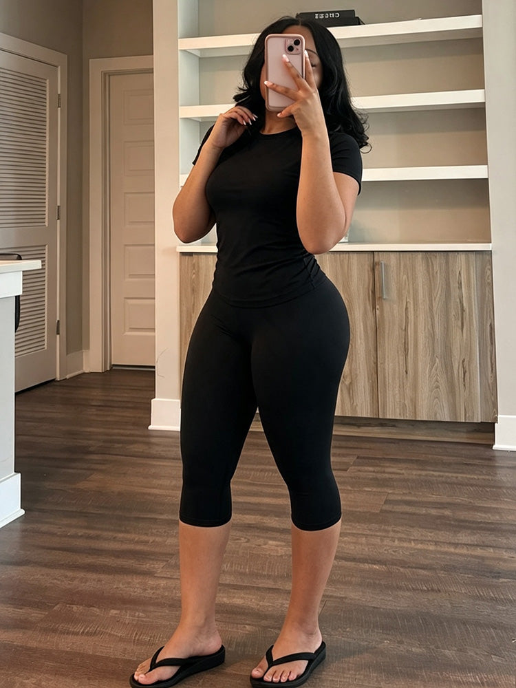 Effortless Fitted Tee & Capri Leggings Set