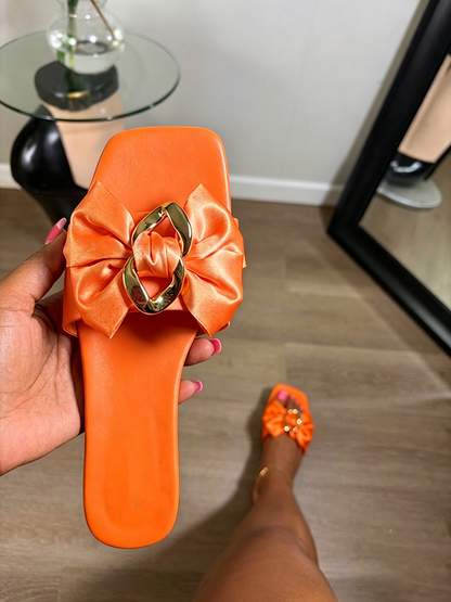 Satin Bow Flat Sandals