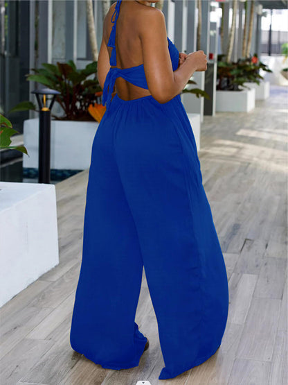 Halter Backless Wide Leg Jumpsuit