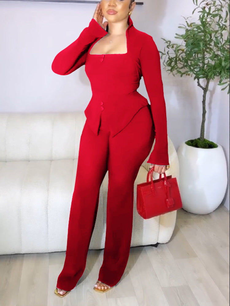 Formal Split Top Flare Pants Set