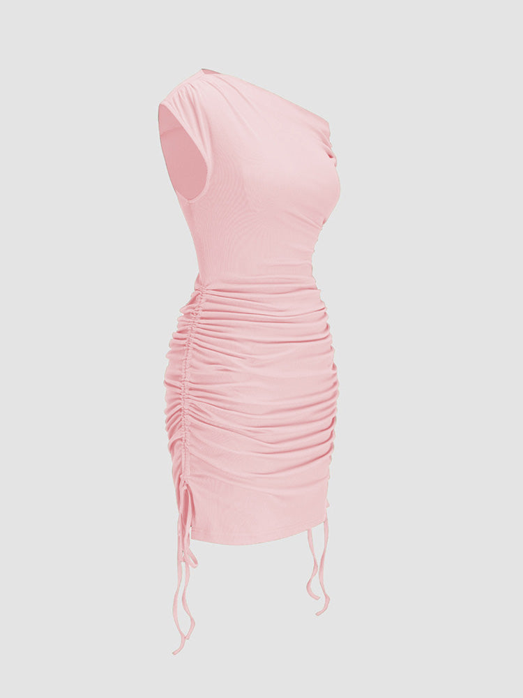 Sleeveless Ruched Side Drawstring Dress