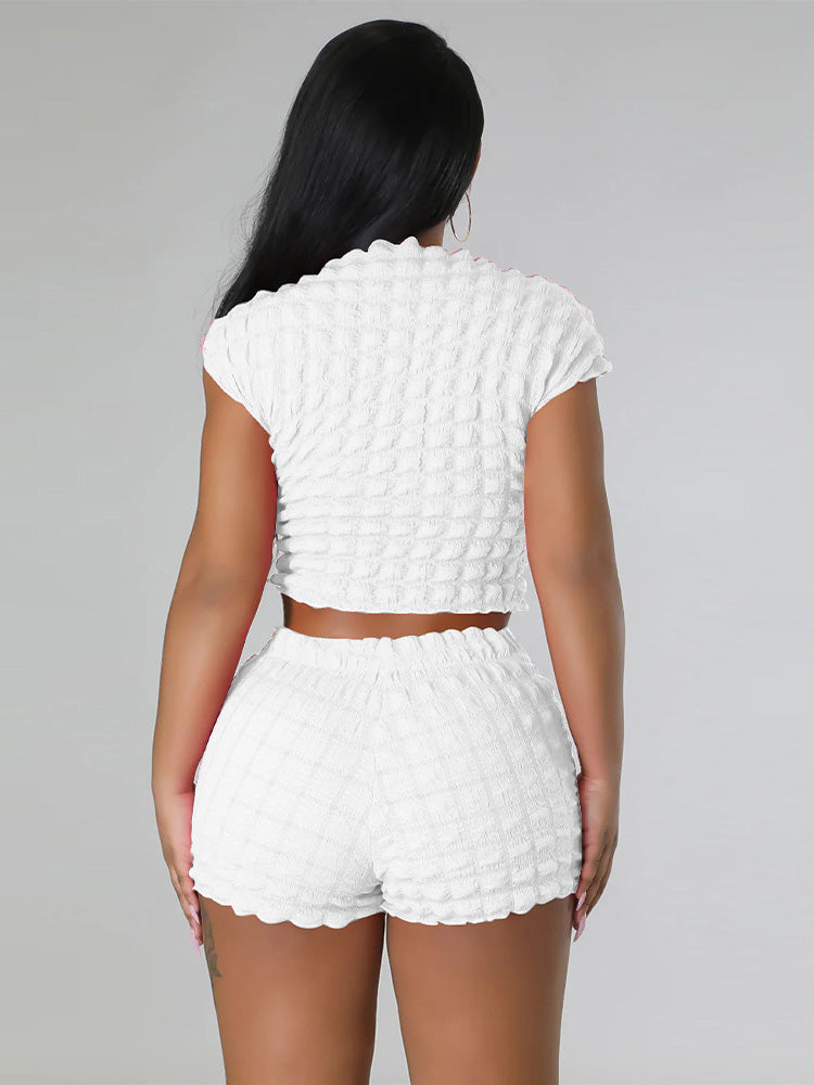 Bubble Texture Shorts Set