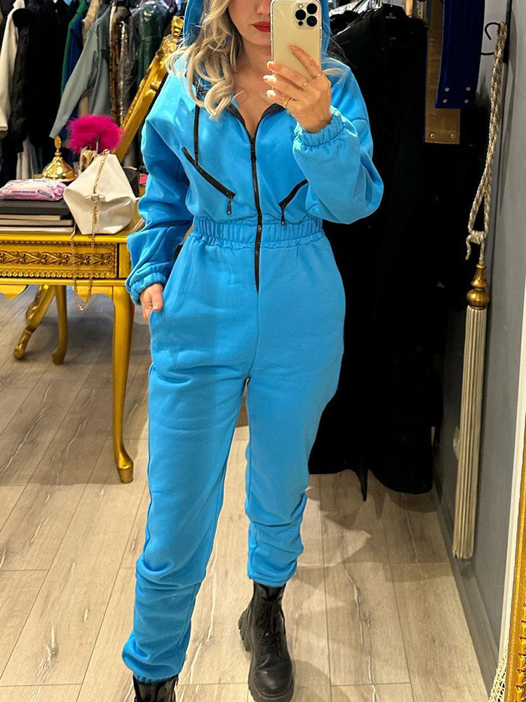 Hooded Zip-Up Jumpsuit