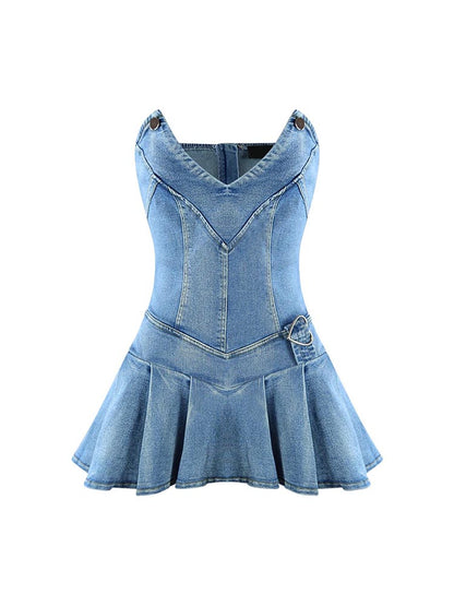 Sweetheart Denim Mini Dress - ECHOINE