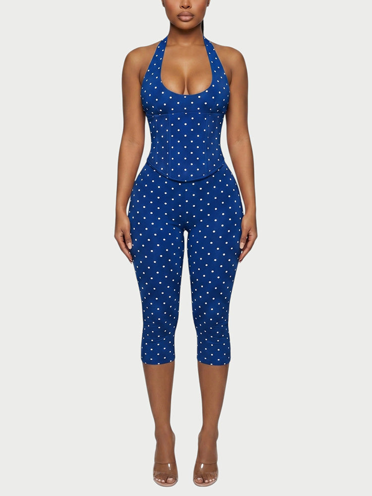 Polka Dot Jumpsuit & Corset Set