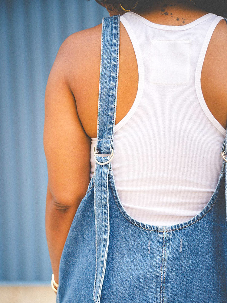 Scoop Neck Denim Overall