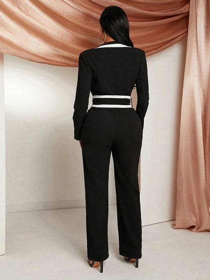 Contrast Wrap Jumpsuit