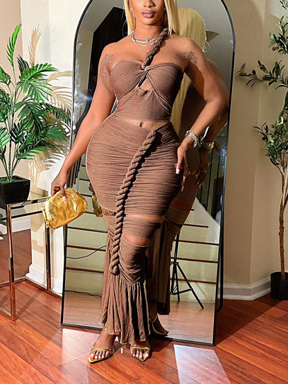 Twist Rope Cutout Maxi Dress