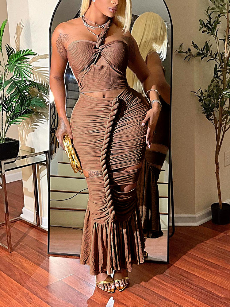 Twist Rope Cutout Maxi Dress