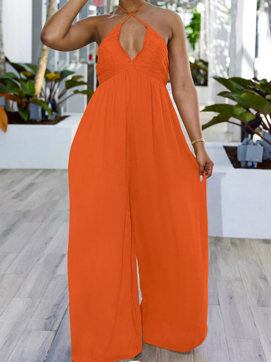 Halter Backless Wide Leg Jumpsuit