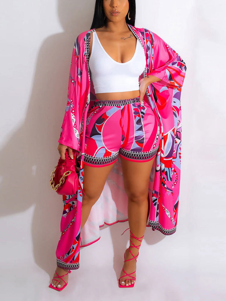 Printed Cover-up Shorts 2PC Set - ECHOINE