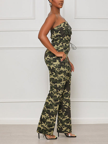 Strapless Camouflage Jumpsuit - ECHOINE