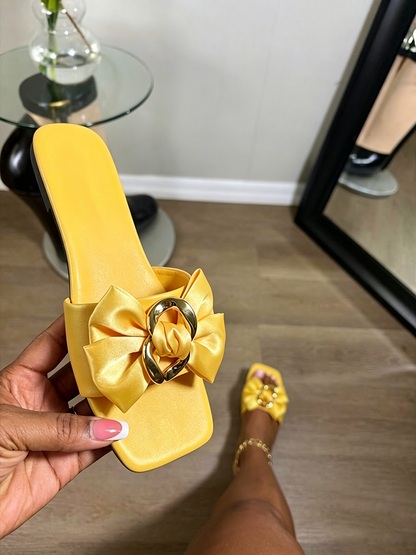 Satin Bow Flat Sandals