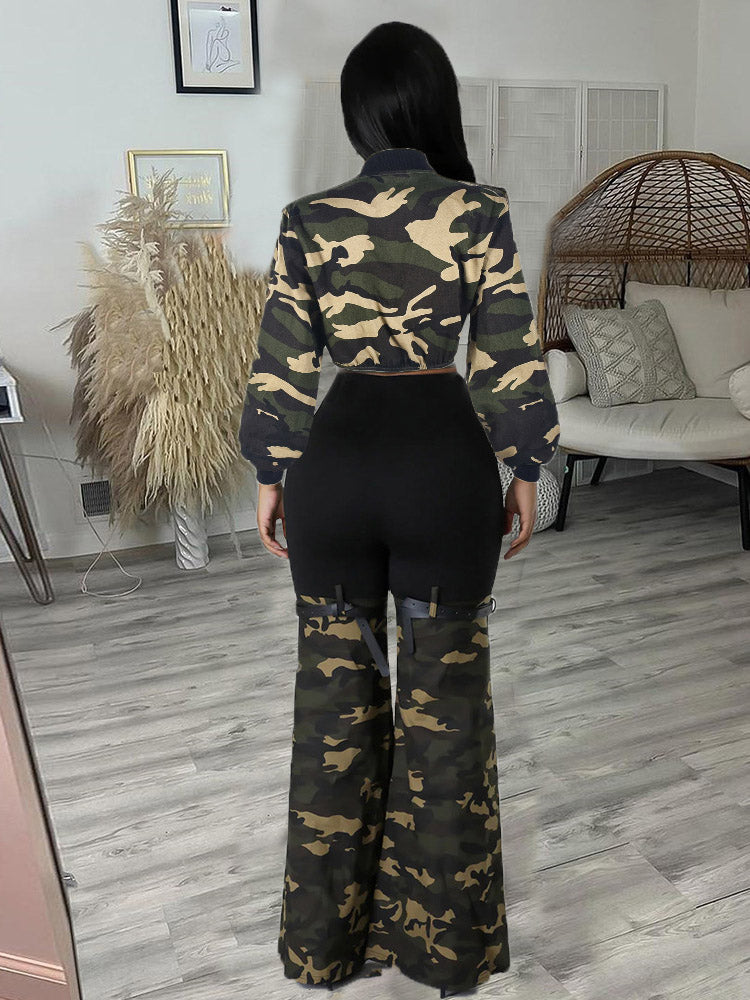 Camouflage Jacket & Pants Denim Set - ECHOINE