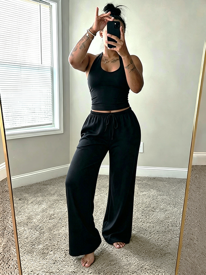 Chill Halter Top & Wide Pants Lounge Set